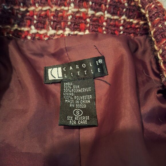 CAROLE LITTLE Tweed Silk Shortened Jacket Women S - Picture 3 of 8